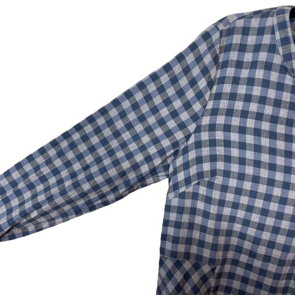 JJill Plaid Oversized Blouse Top Blue Gray Flowing Size Petite Small Long Sleeve - Picture 10 of 16